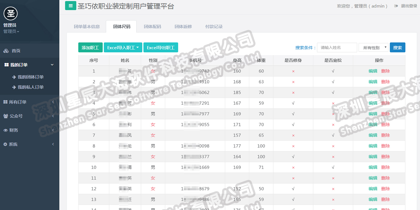 我的團體尺碼
